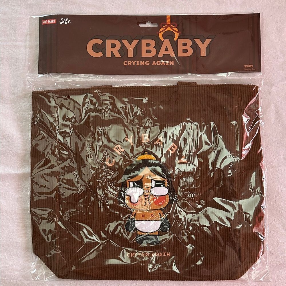 Pop Mart Crybaby Crying Again AUTHENTIC Brown Tote Shoulder Bag Cry Baby